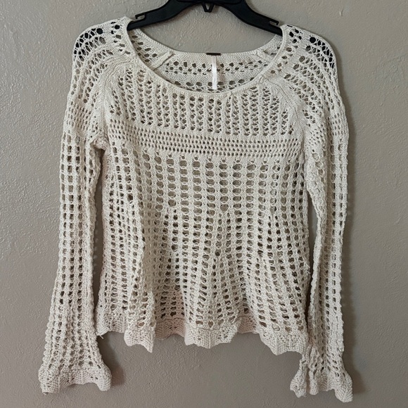 Free People Women’s Ivory Crochet Sweater, Small - Picture 1 of 4